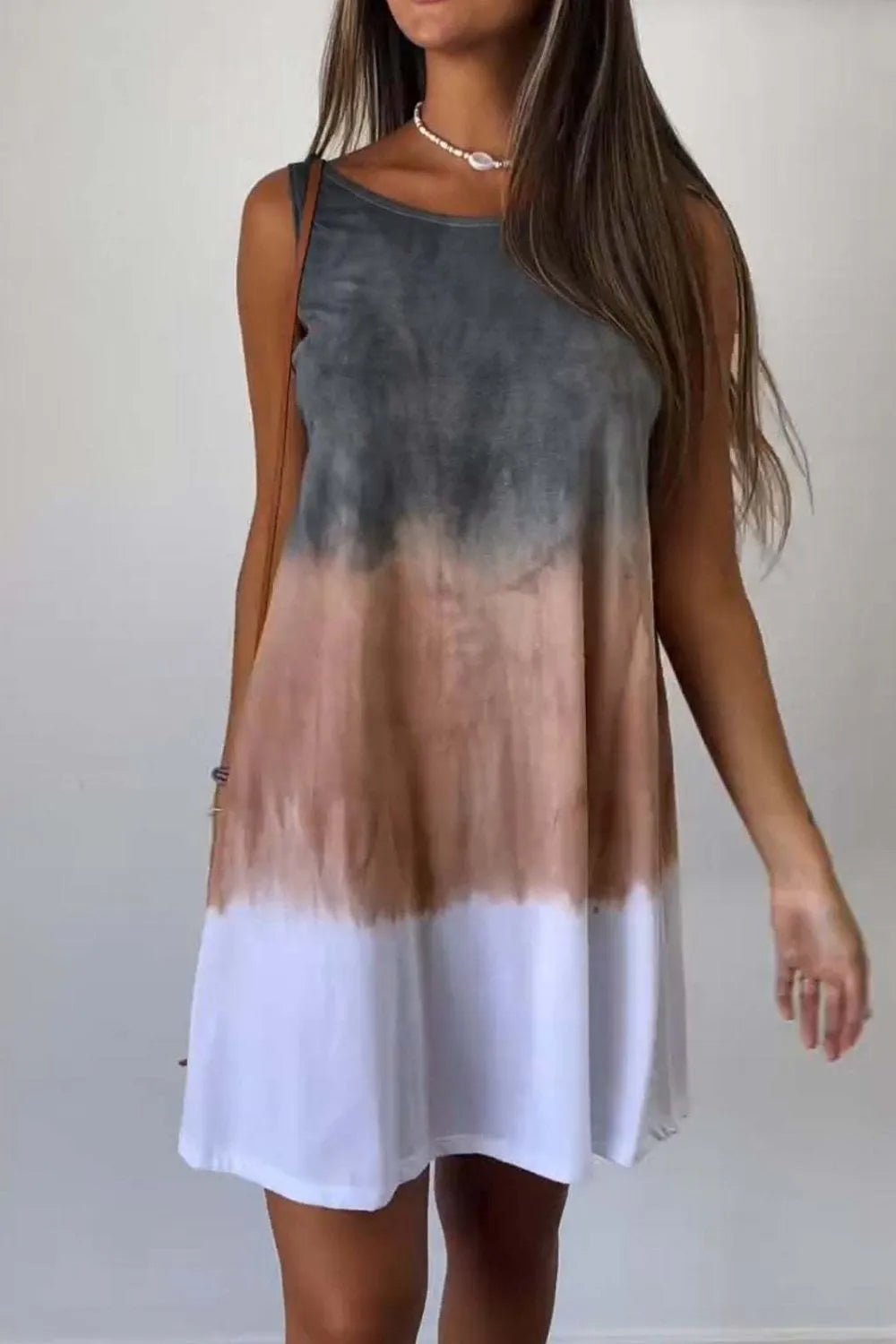 Full Size Tie - Dye Sleeveless Mini Tank Dress Plus Size - JUST - JEN BOUTIQUE