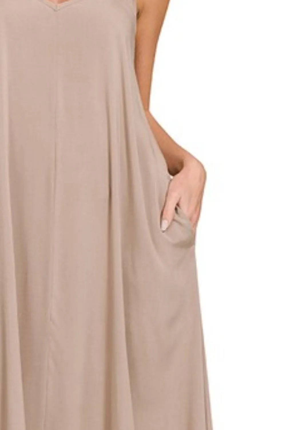 Zenana Woven Arc Hem Cami Dress With Flowy Pockets - JUST - JEN BOUTIQUE