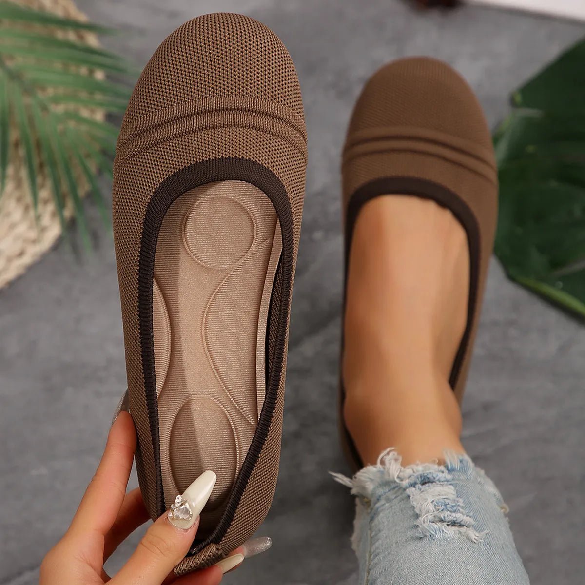 Mesh Round Toe Flat Slip - Ons - JUST - JEN BOUTIQUE