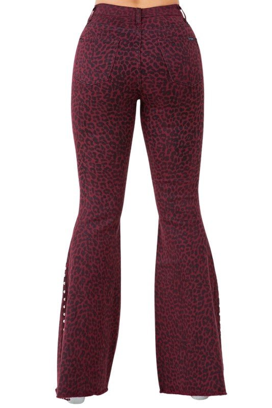 Leopard Studded Bell Bottom Pant - JUST - JEN BOUTIQUE