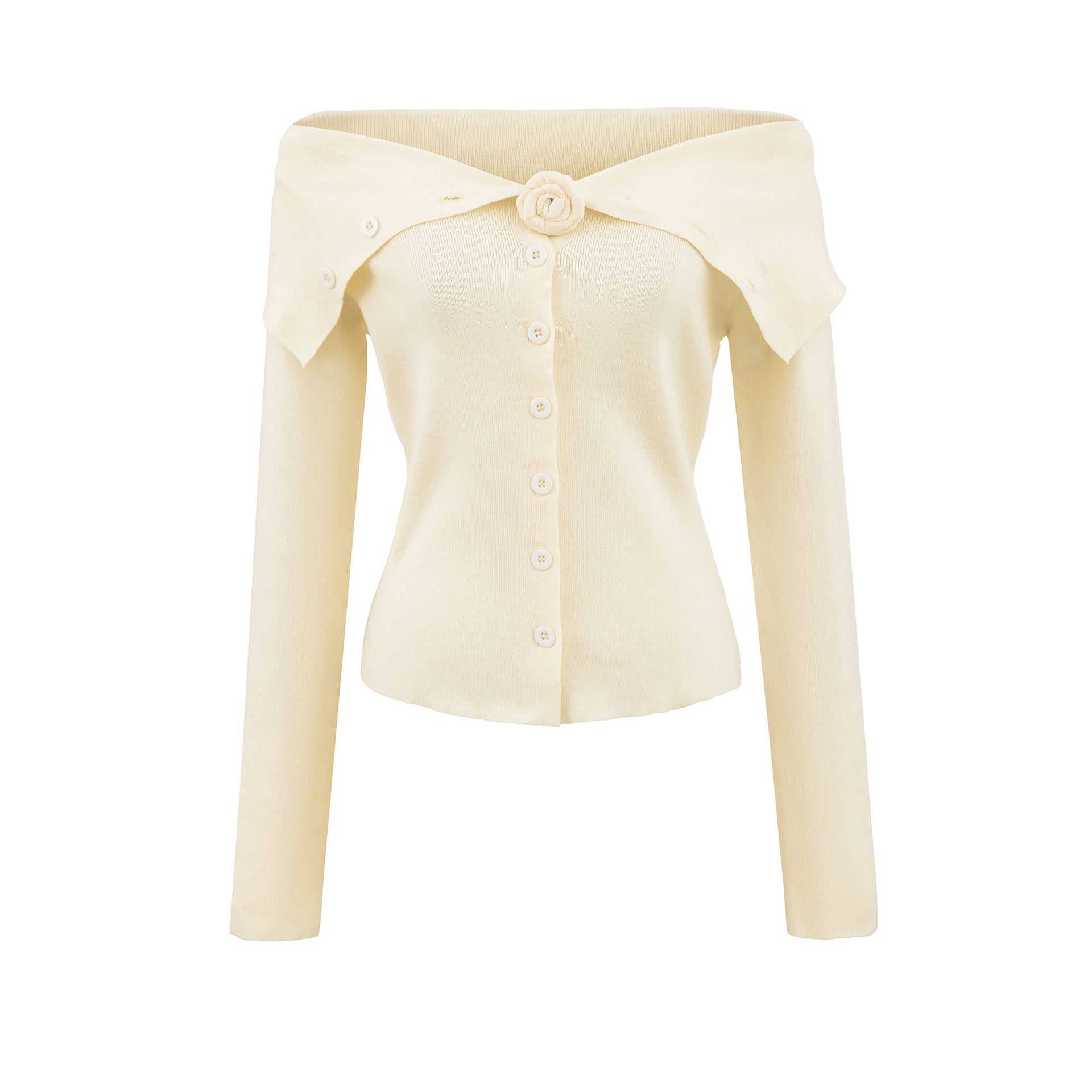 Flower single breasted one shoulder cardigan women's knitted sweater