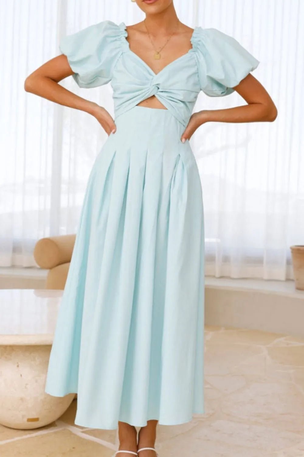 Sweetheart Neck Puff Sleeve Dress - JUST - JEN BOUTIQUE