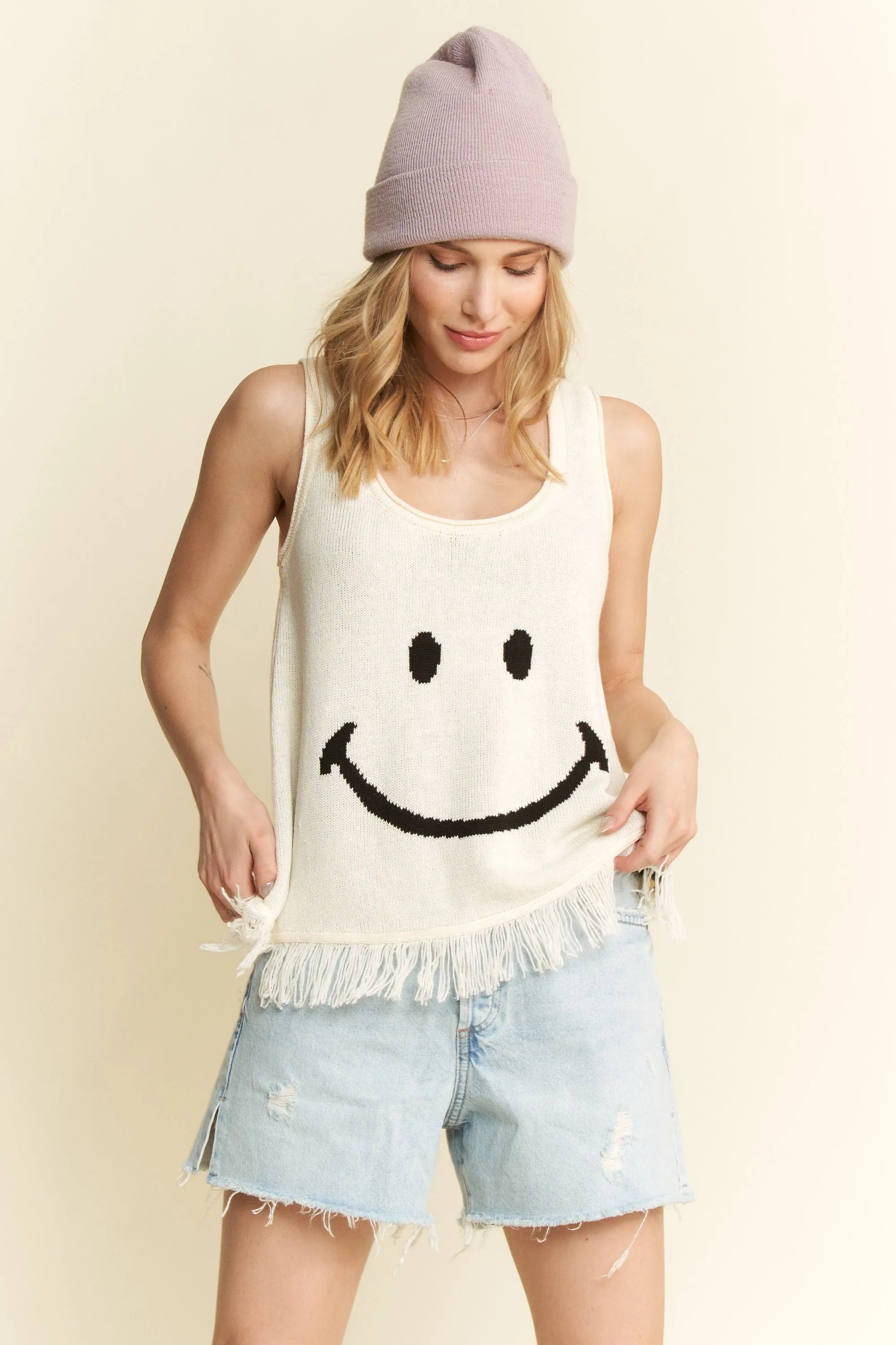 Jade By Jane Full Size Smiley Fringe Hem Tank Plus Size - JUST - JEN BOUTIQUE