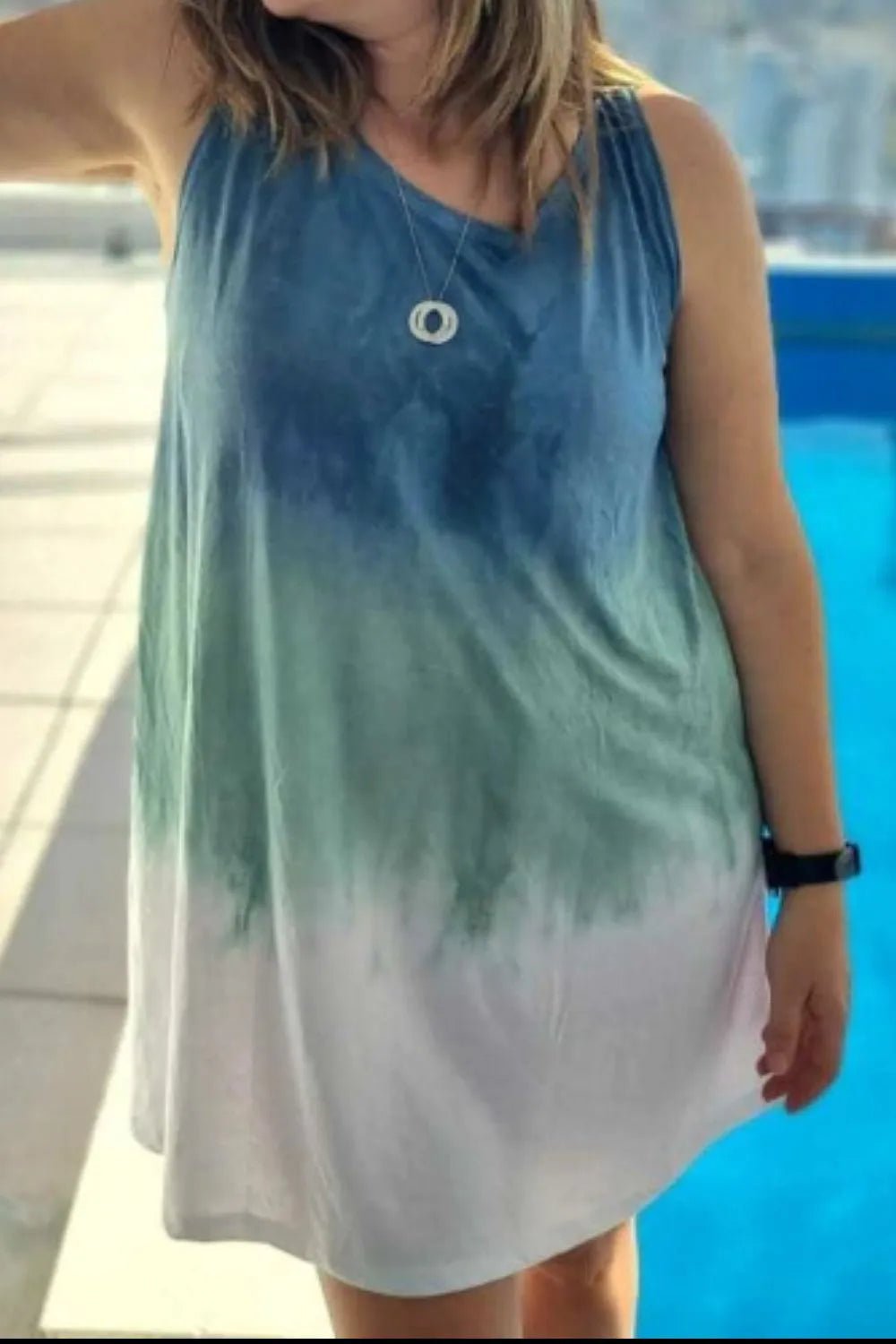Full Size Tie - Dye Sleeveless Mini Tank Dress Plus Size - JUST - JEN BOUTIQUE