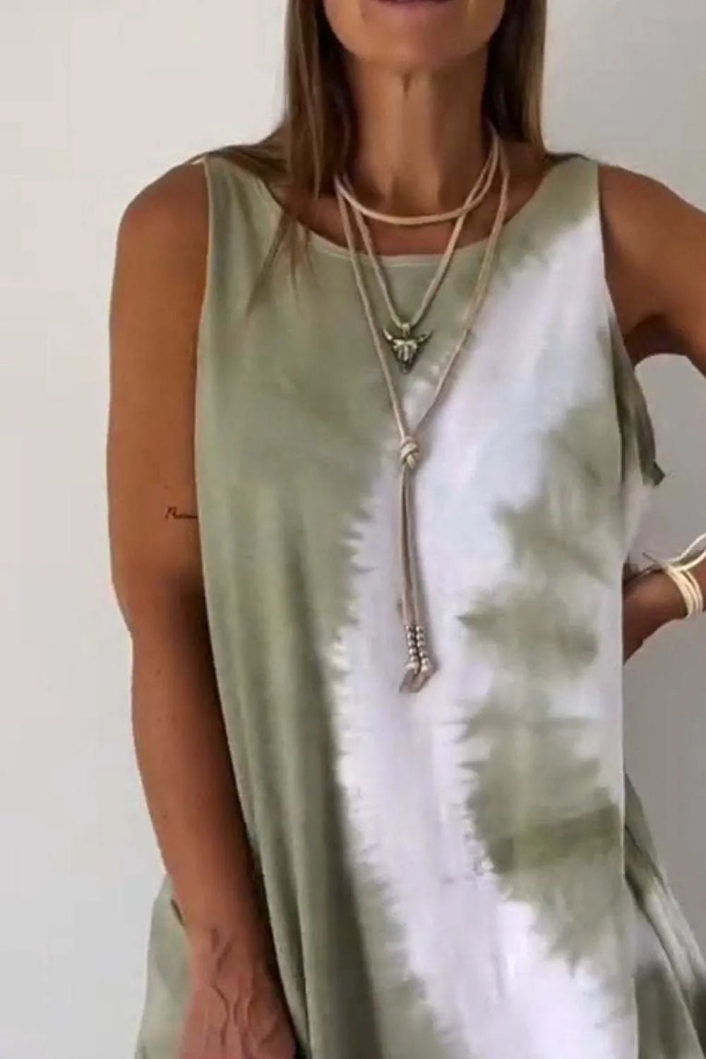 Full Size Tie - Dye Sleeveless Mini Tank Dress Plus Size - JUST - JEN BOUTIQUE