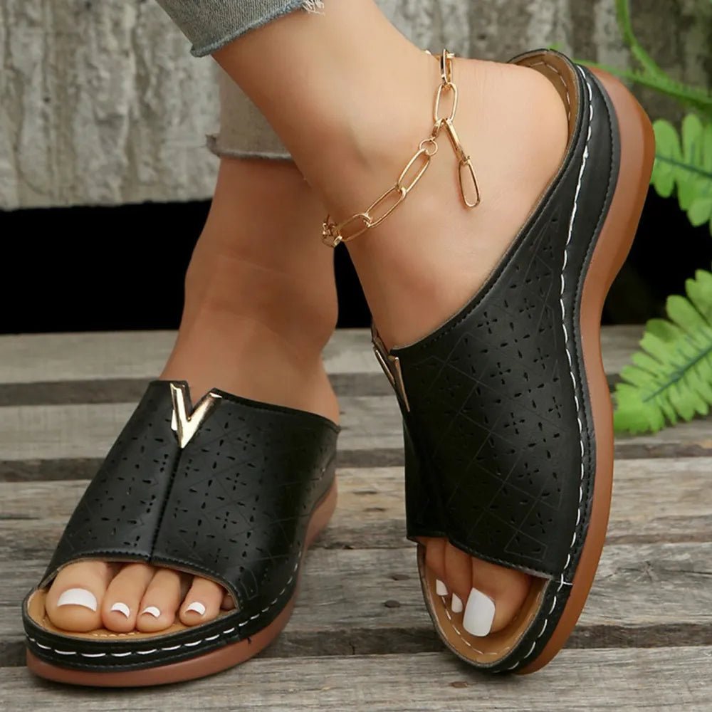 Open Toe Flats Sandals - JUST - JEN BOUTIQUE