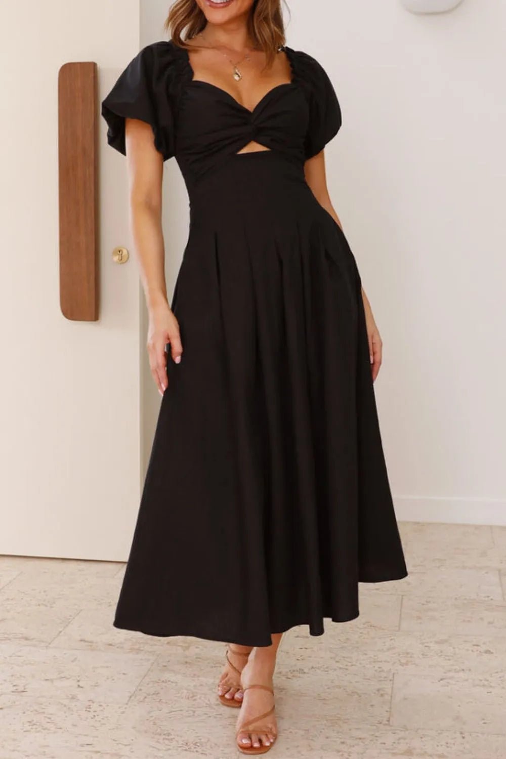 Sweetheart Neck Puff Sleeve Dress - JUST - JEN BOUTIQUE