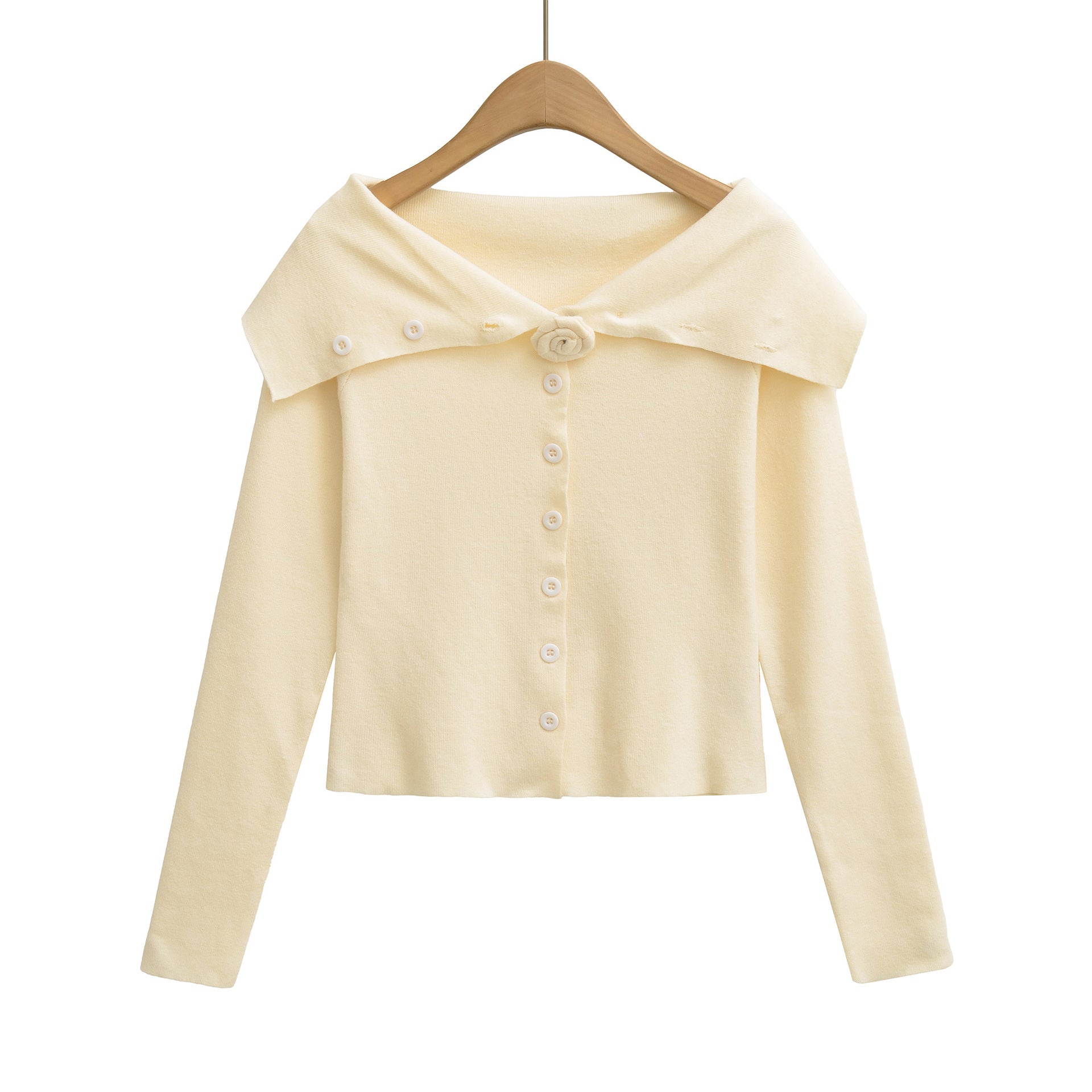 Flower single breasted one shoulder cardigan women's knitted sweater