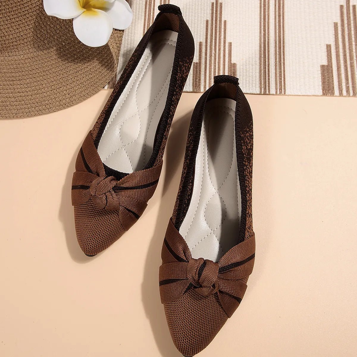 Contrast Point Toe Flats Slip - Ons - JUST - JEN BOUTIQUE