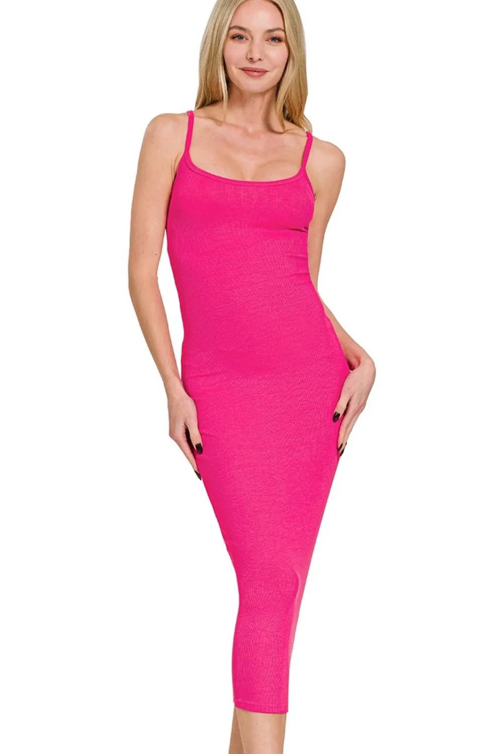 Zenana Ribbed Bodycon Midi Dress - JUST - JEN BOUTIQUE