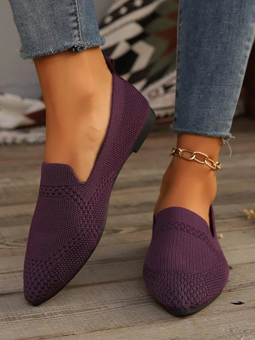 Point Toe Mesh Flats Slip - Ons - JUST - JEN BOUTIQUE