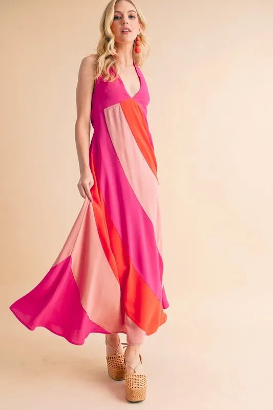 Aemi+Co Color Block Sleeveless Maxi Dress - JUST - JEN BOUTIQUE