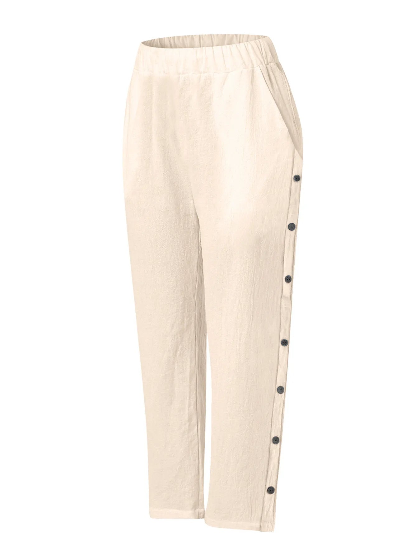 Full Size Side Decor Button Casual Wide Leg Pants Plus Size - JUST - JEN BOUTIQUE