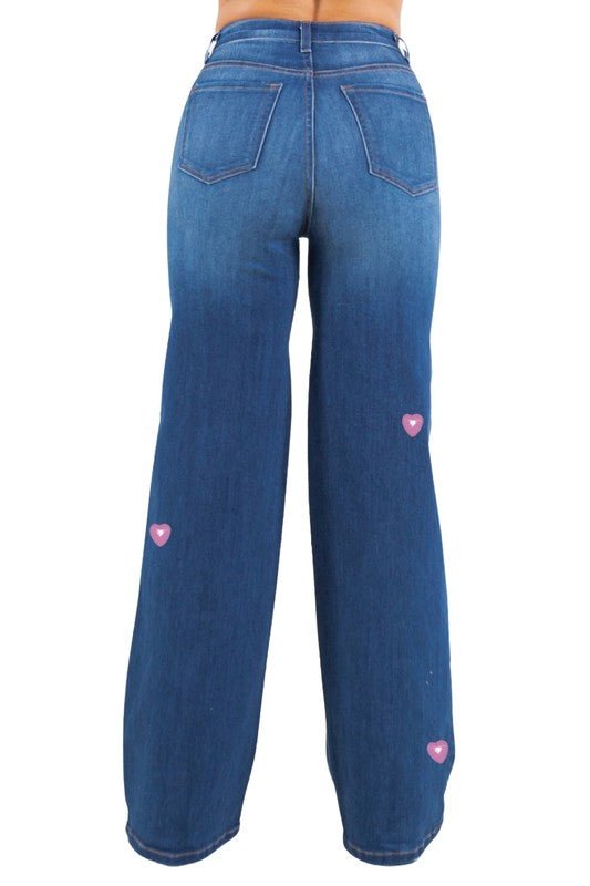 Heart Stud Wide Leg Jean - JUST - JEN BOUTIQUE
