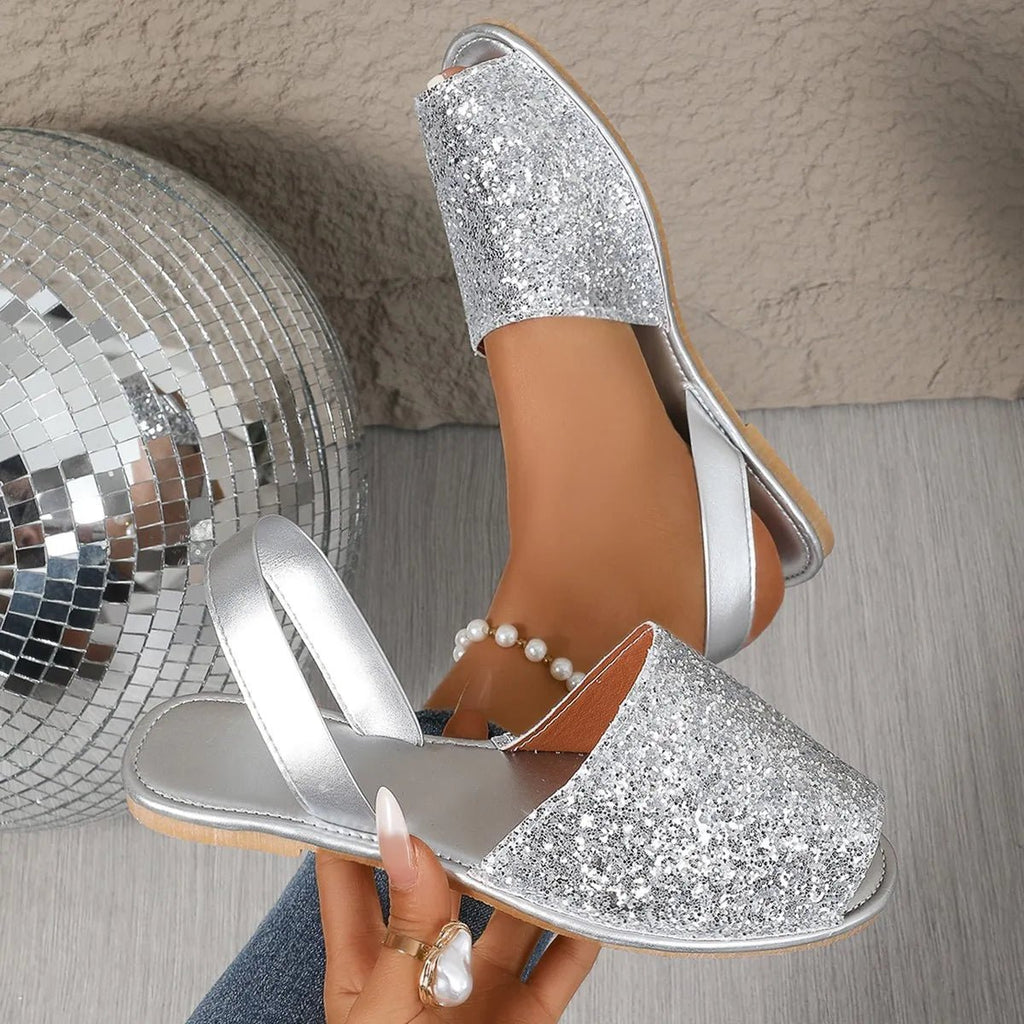 Peep Toe Flats Sandals - JUST - JEN BOUTIQUE