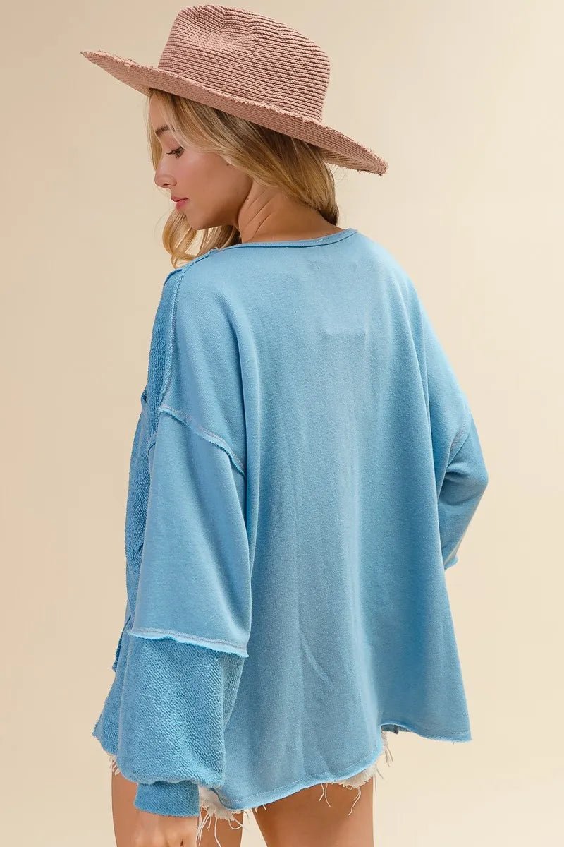 BiBi Oversized Pocket Front Sweatshirt - JUST - JEN BOUTIQUE