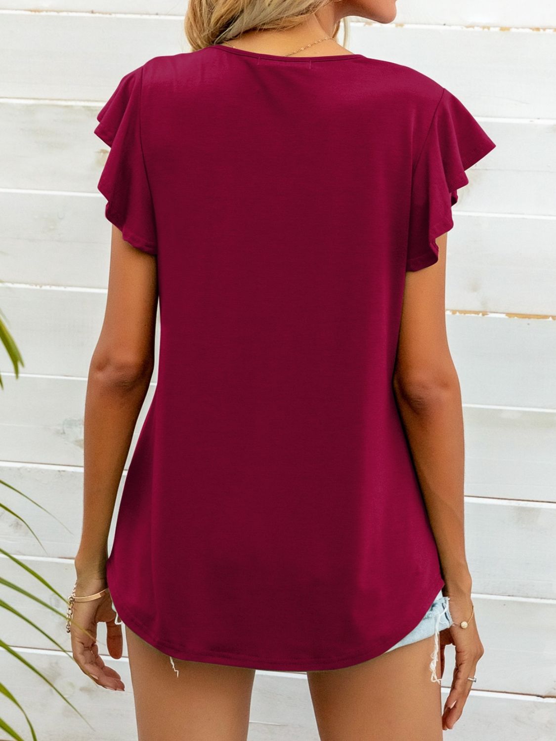 Round Neck Butterfly Sleeve Top - JUST - JEN BOUTIQUE