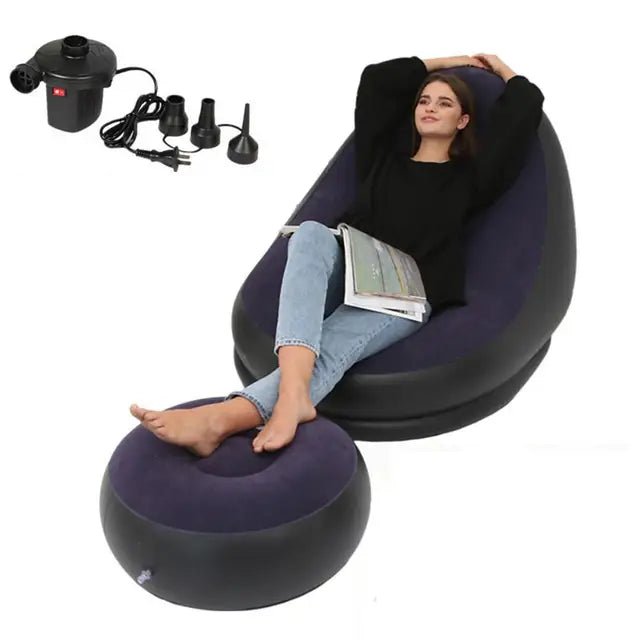 Inflatable Air Mattress Lazy Sofa Deck Chair Comfortable Leg Stool Rest Single Beanbag for home and Outdoor Use - JUST - JEN BOUTIQUE