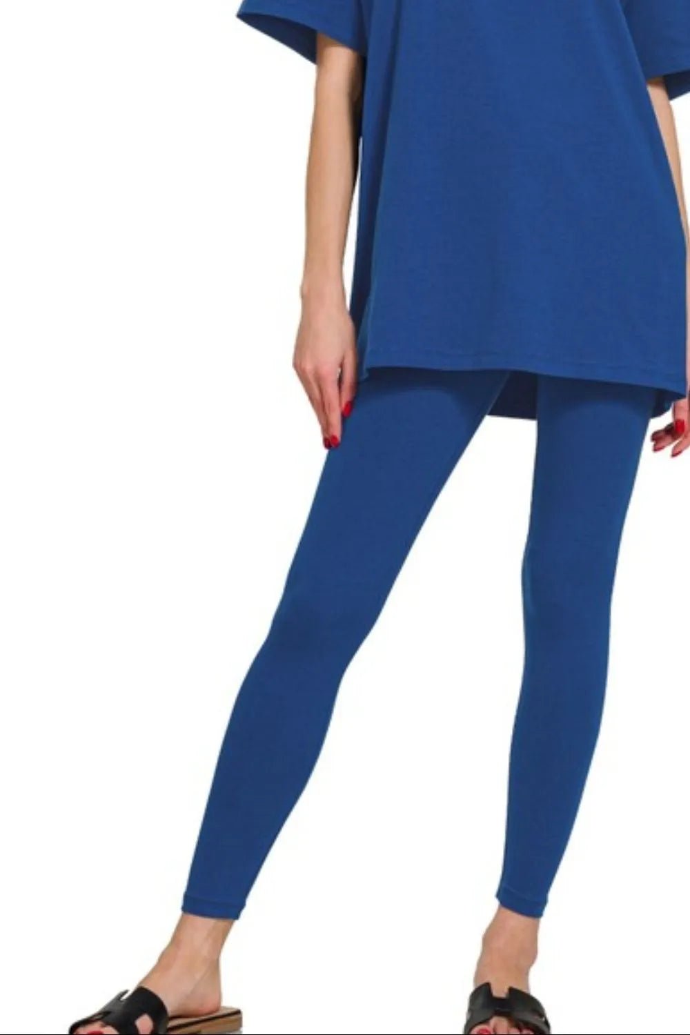 Zenana Cotton Round Neck Top & Legging Set - JUST - JEN BOUTIQUE