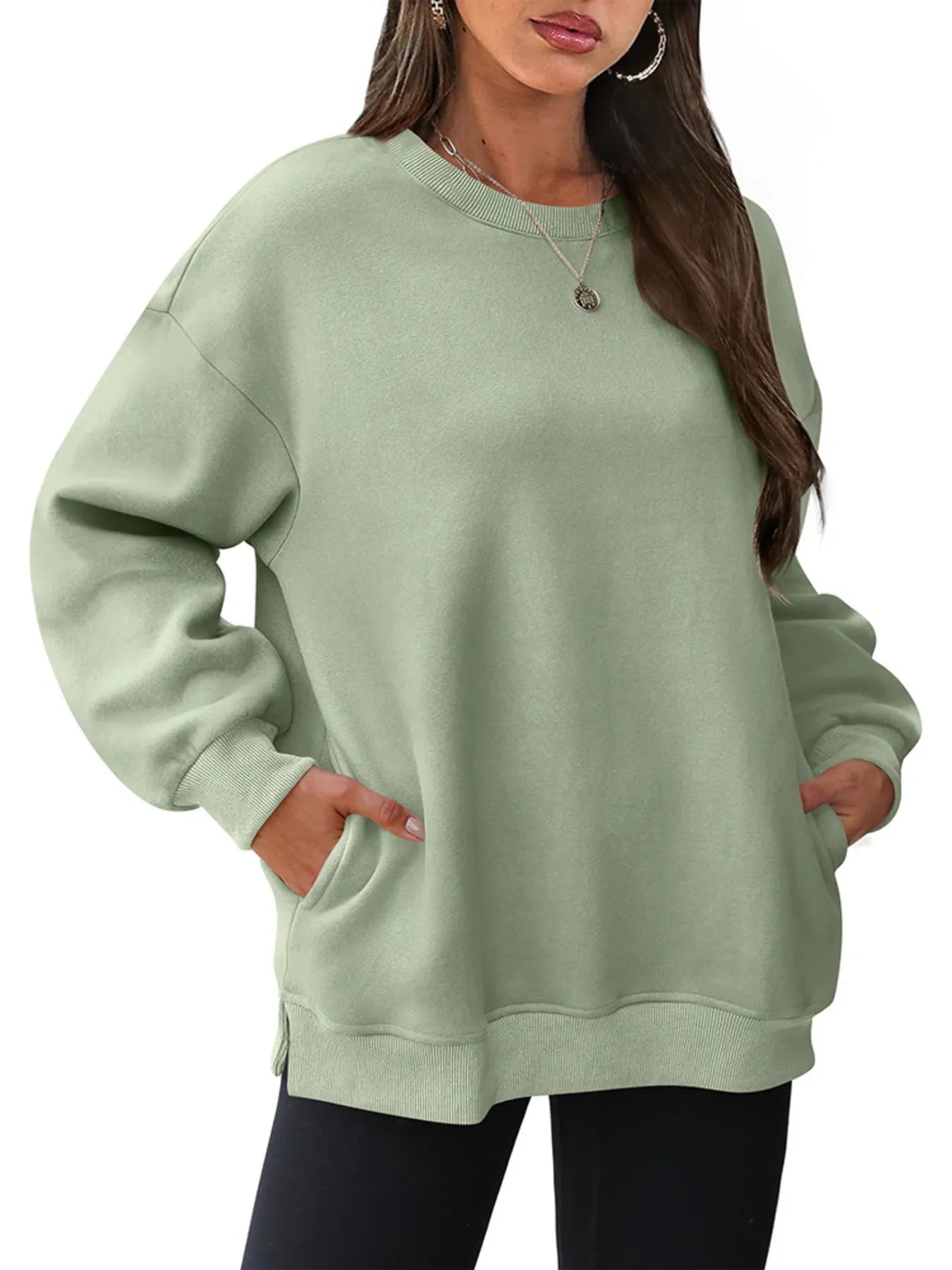Oversized Long Sleeve Crewneck Sweatshirt - JUST - JEN BOUTIQUE