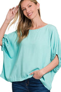Zenana Woven Oversized Boxy Top - JUST - JEN BOUTIQUE