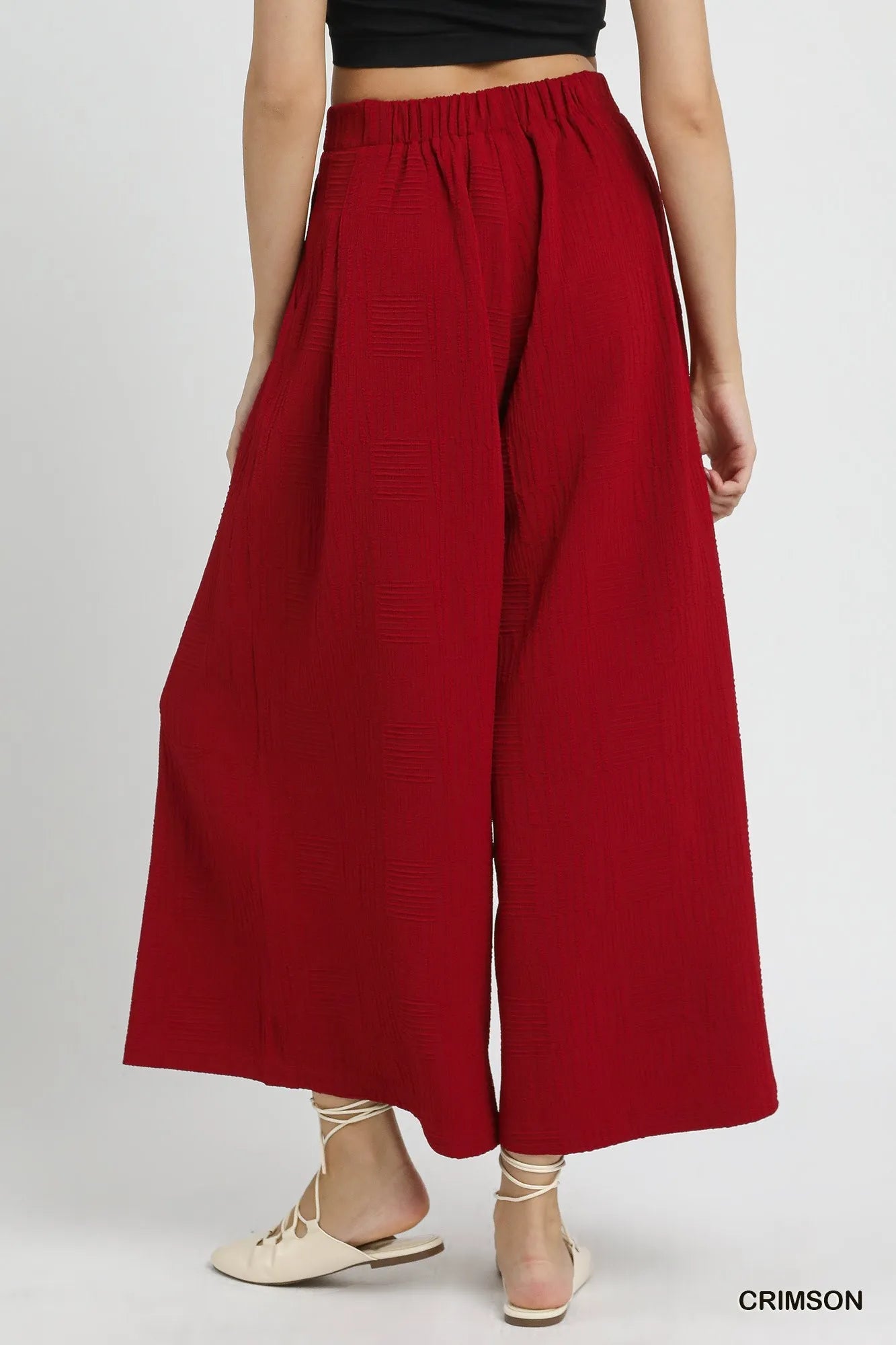 Umgee Elastic Waist Wide Leg Pants - JUST - JEN BOUTIQUE