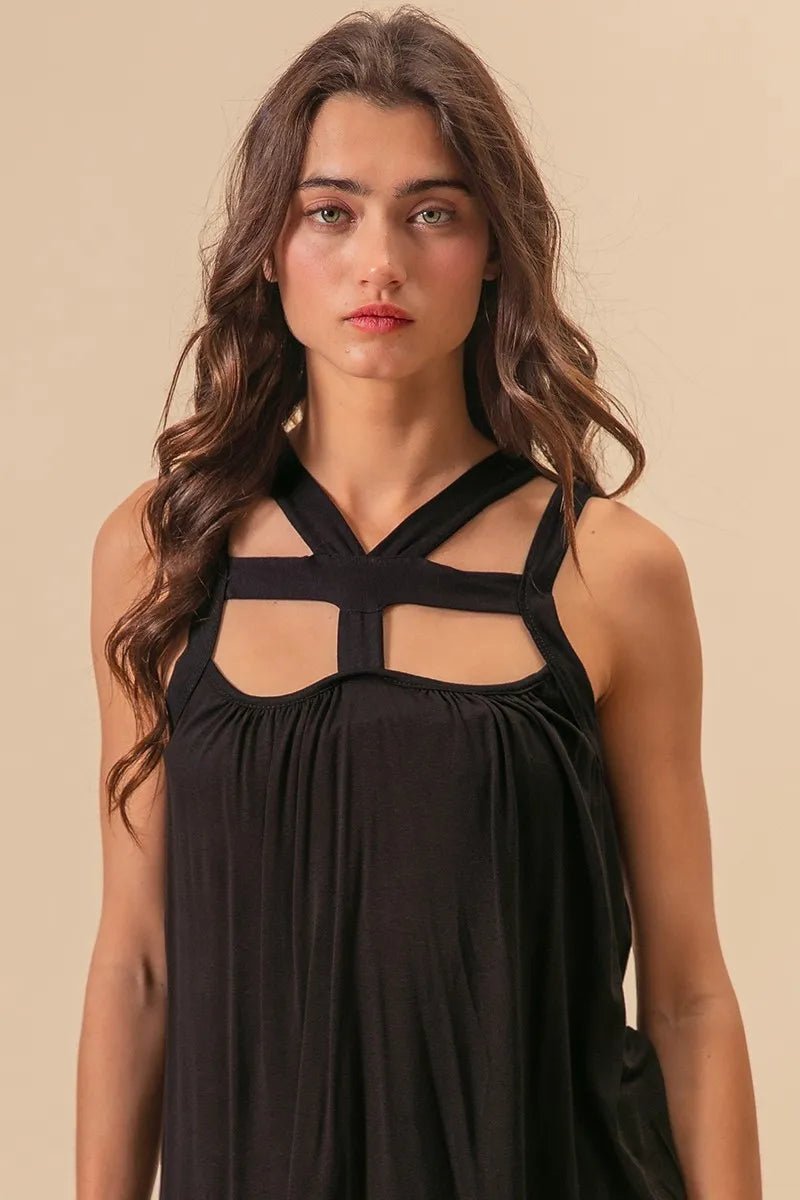 BiBi Rayon Span Jersey Cut Out with Straps Detailed - JUST - JEN BOUTIQUE