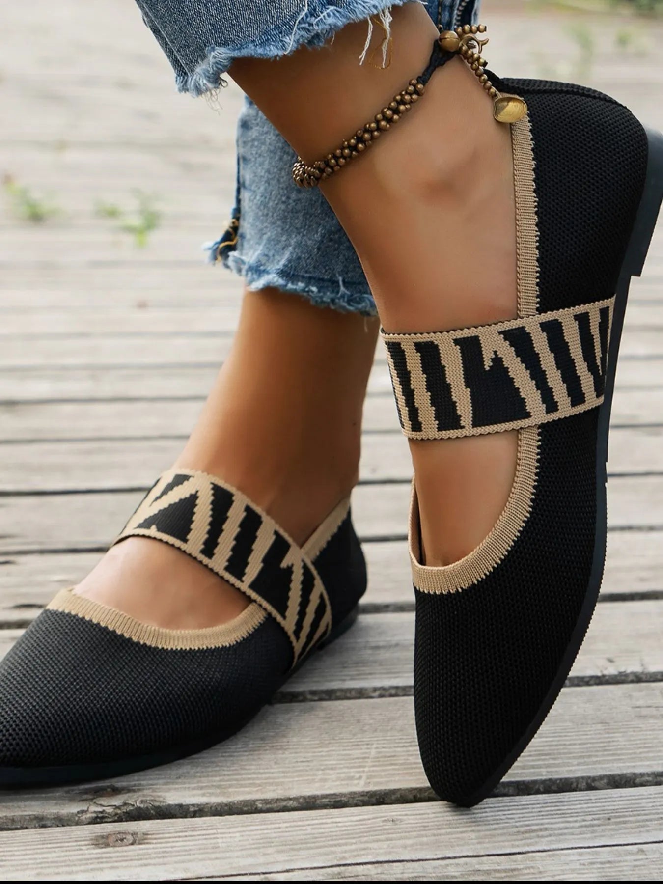 Point Toe Flats Mesh Gingham Strap Loafers - JUST - JEN BOUTIQUE