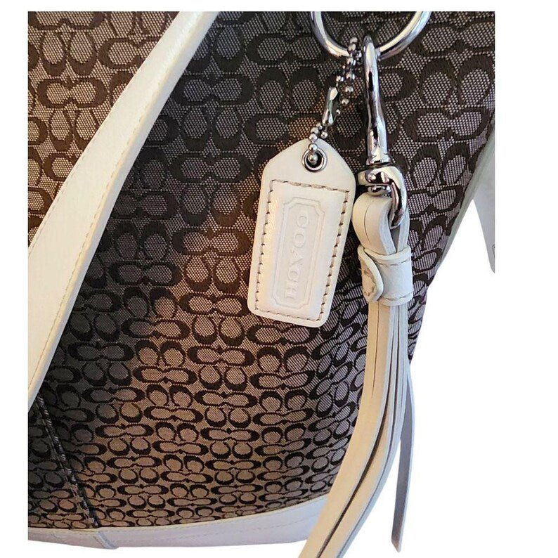 Coach Signature F10416 Brown and Cream Convertible Crossbody Shoulder 2006 Bag - JUST - JEN BOUTIQUE