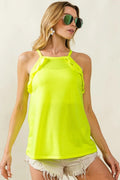 BiBi French Terry Knit Ruffled Detail Sleeveless Top - JUST - JEN BOUTIQUE