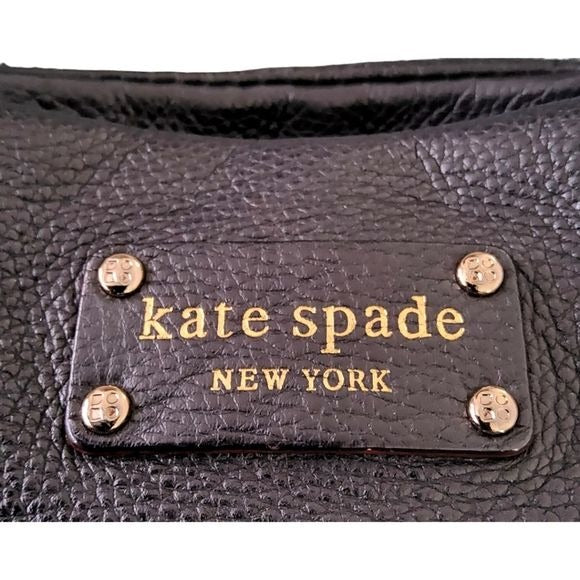 KATE SPADE NEW YORK Stevie Berkshire Road Large Black/Gold Leather Satchel Bag