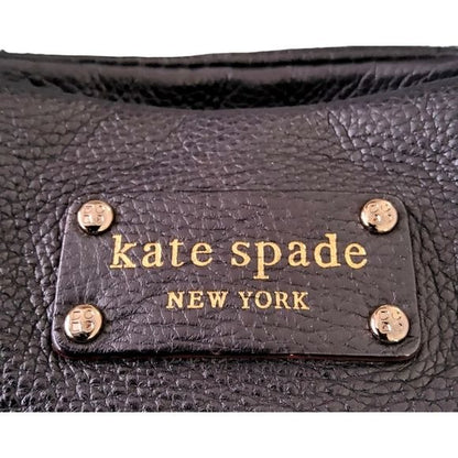 KATE SPADE NEW YORK Stevie Berkshire Road Large Black/Gold Leather Satchel Bag