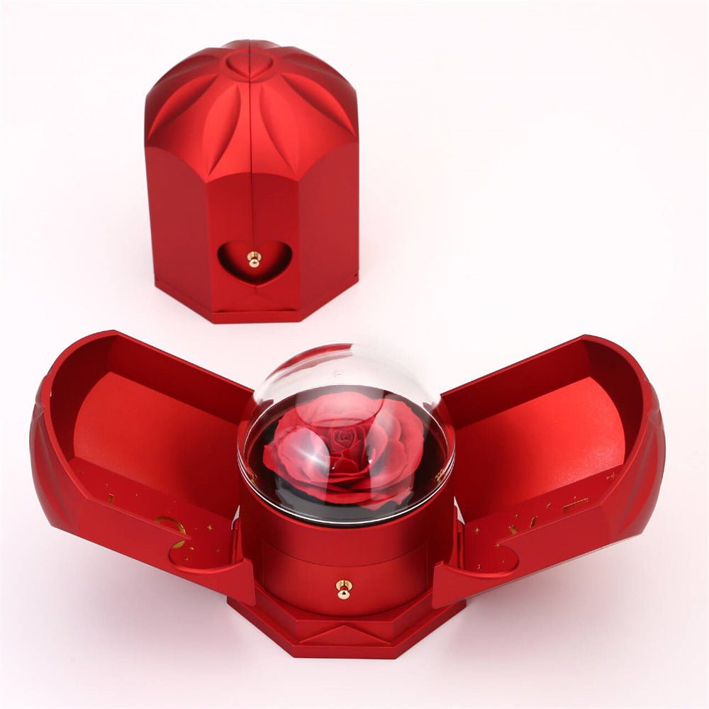 Double open rose gift box drawer style rose jewelry box angel wings Chinese Valentine's Day necklace gift box - JUST - JEN BOUTIQUE