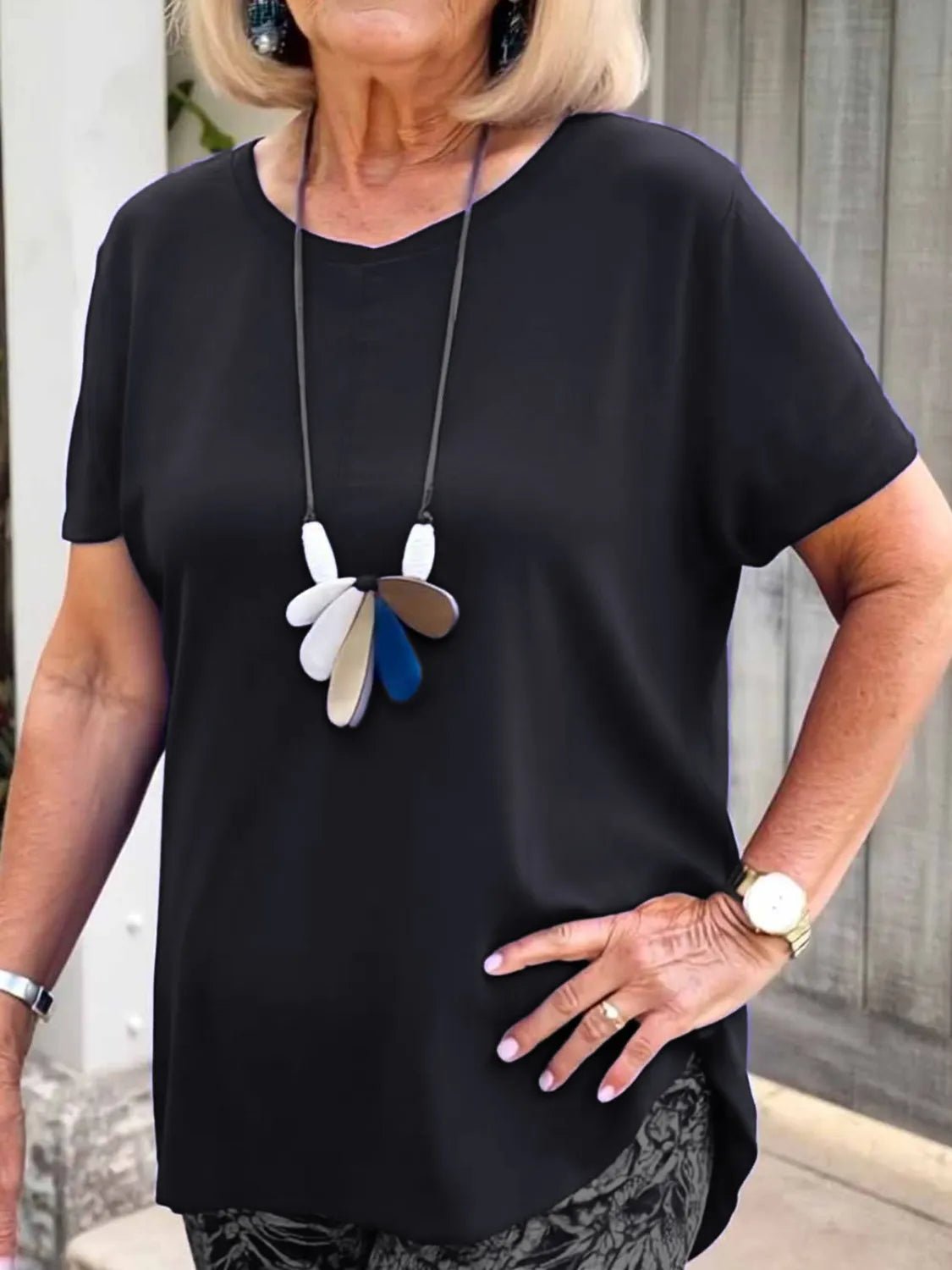 Full Size Round Neck Short Sleeve Top and Pants Set Plus Size - JUST - JEN BOUTIQUE