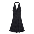 Backless hanging neck V - neck polka dot dress for women - JUST - JEN BOUTIQUE