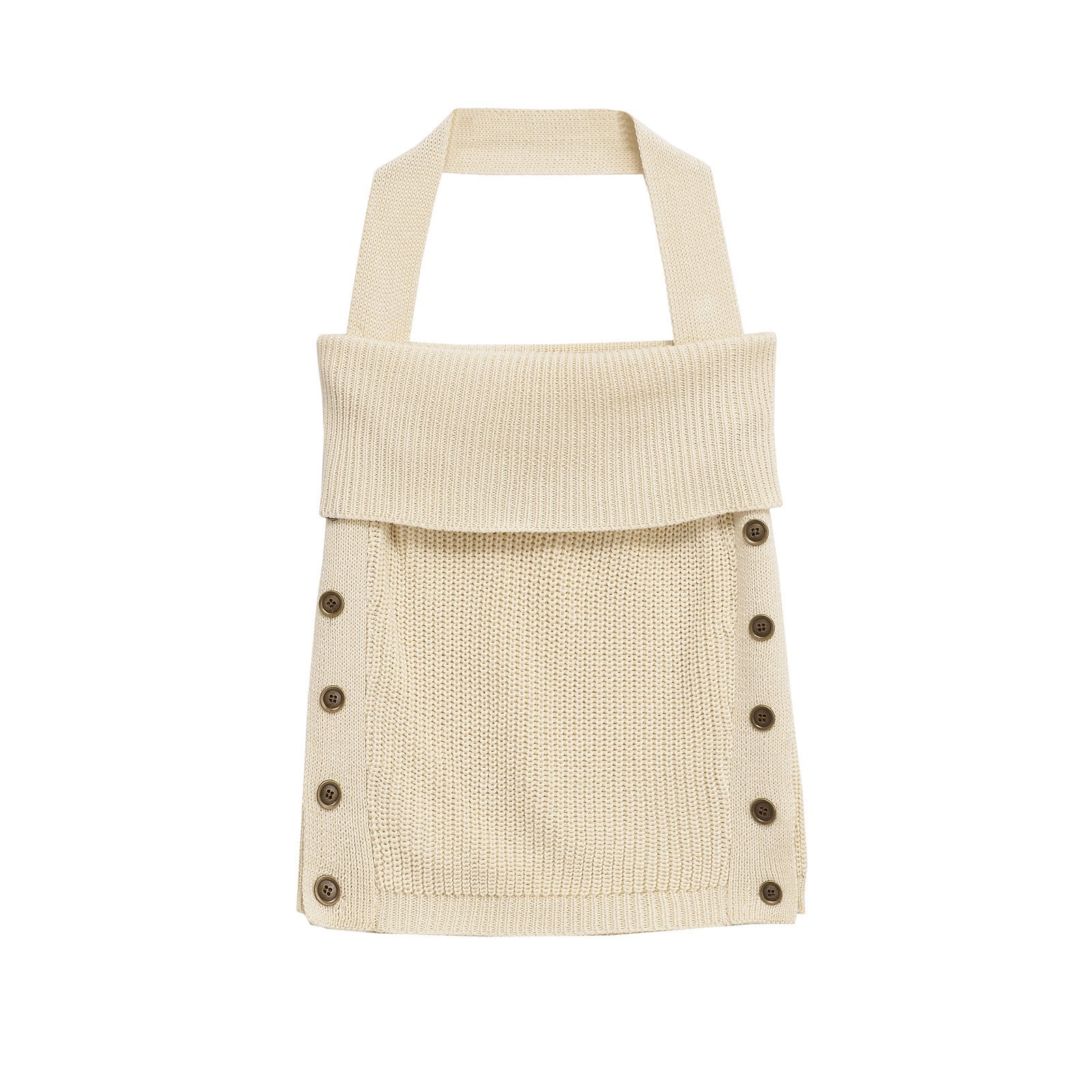 Off shoulder button up knit neck strap small vest for women