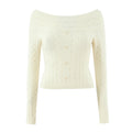 Casual off shoulder Fried Dough Twists slim single breasted short sweater