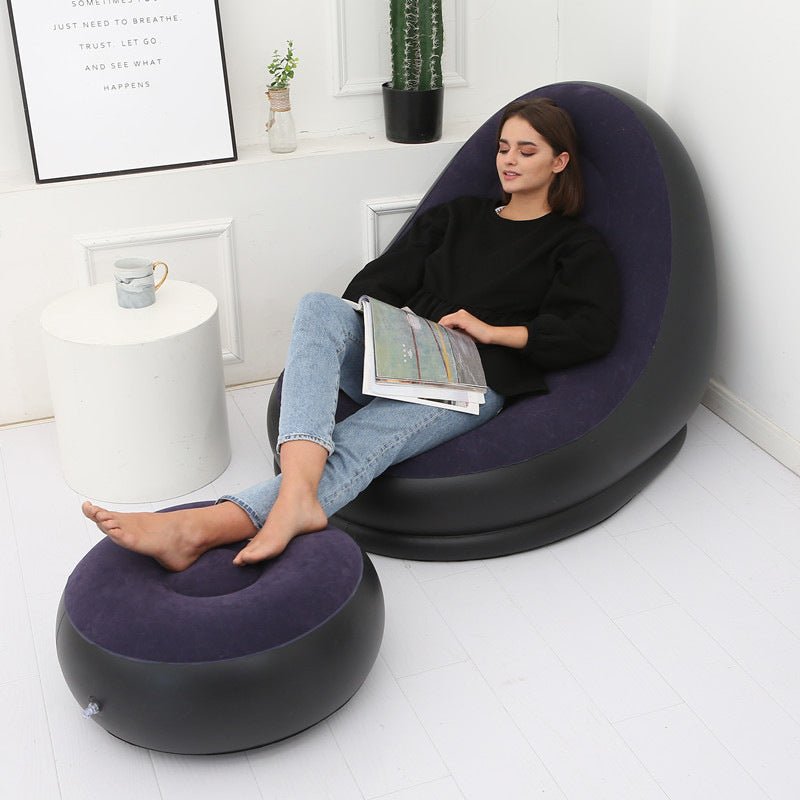Inflatable Air Mattress Lazy Sofa Deck Chair Comfortable Leg Stool Rest Single Beanbag for home and Outdoor Use - JUST - JEN BOUTIQUE