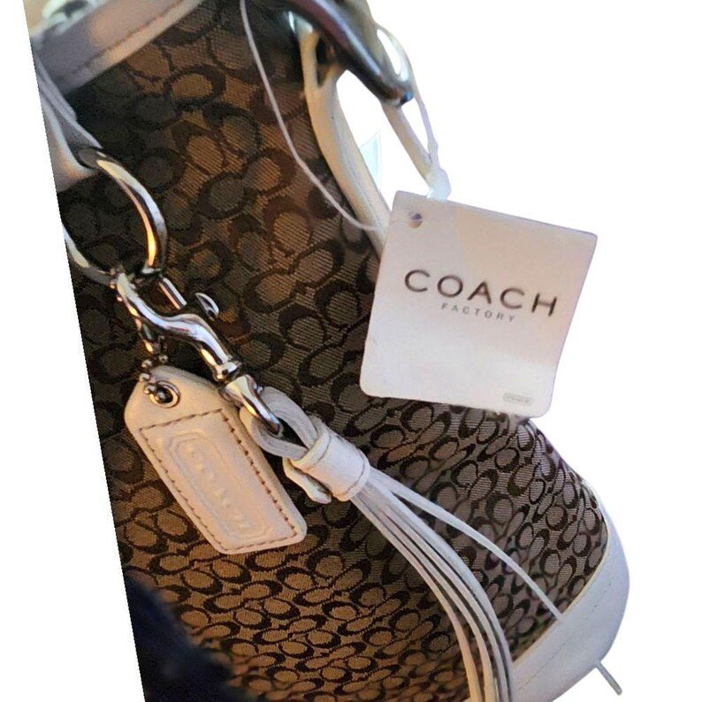 Coach Signature F10416 Brown and Cream Convertible Crossbody Shoulder 2006 Bag - JUST - JEN BOUTIQUE