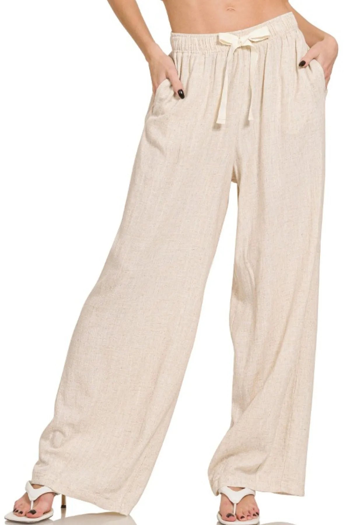 Zenana Linen Drawstring Pants - JUST - JEN BOUTIQUE