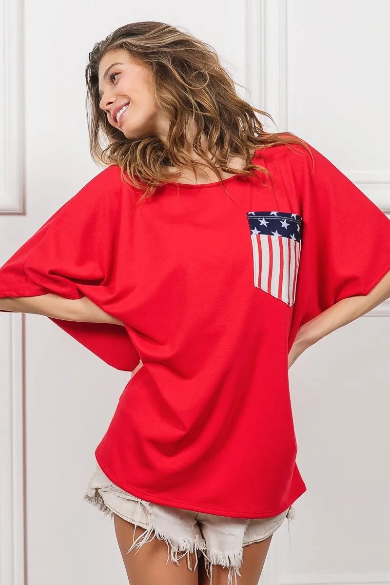 BiBi French Terry With Front Pocket Dolman Sleeves Top - JUST - JEN BOUTIQUE
