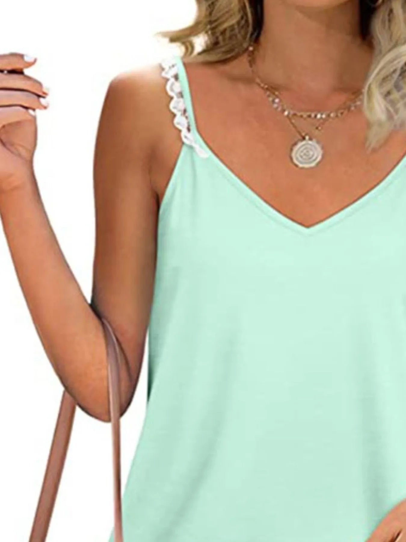 Full Size Lace Detail V - Neck Cami Plus Size - JUST - JEN BOUTIQUE