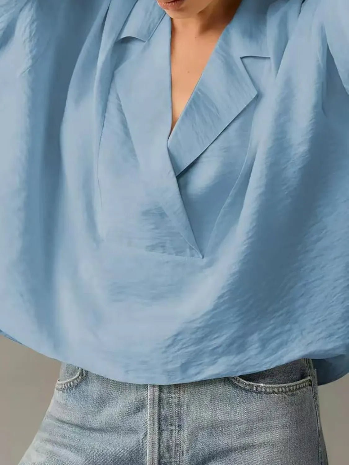 Collared Neck Half Sleeve Blouse - JUST - JEN BOUTIQUE