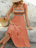 Tie Shoulder Square Neck Tiered Midi Dress - JUST - JEN BOUTIQUE