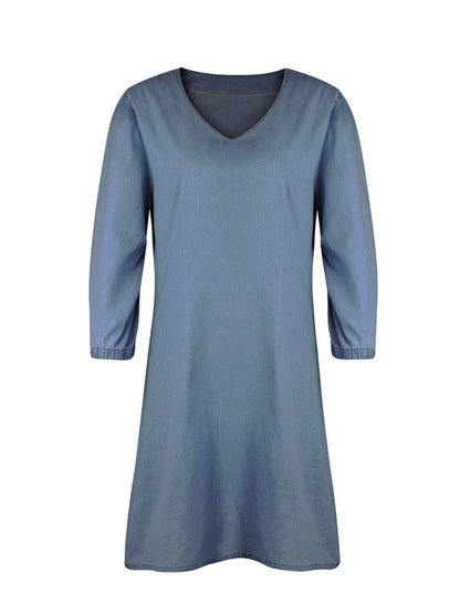 Full Size V-Neck Half Sleeve Dress