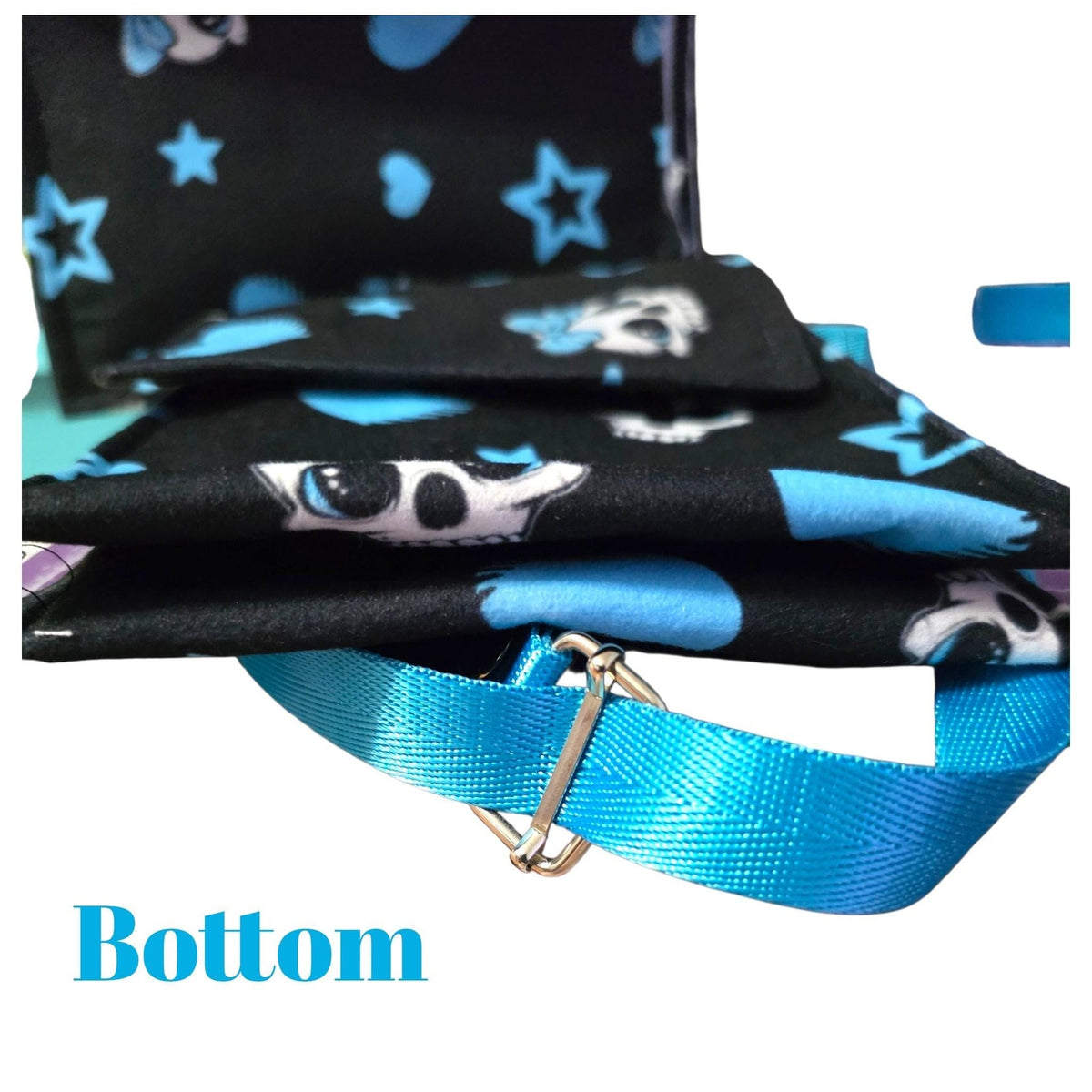 Gothic Skull Cell Phone Crossbody Bag W/3 Compartments Black & Blue