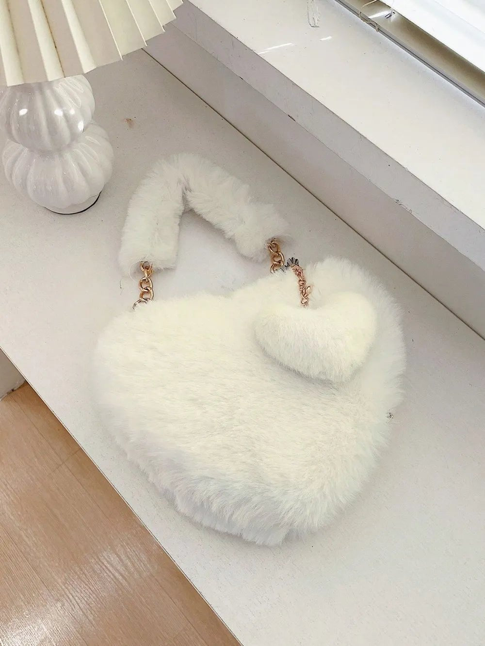 Heart Shape Faux Fur Handbag - JUST - JEN BOUTIQUE