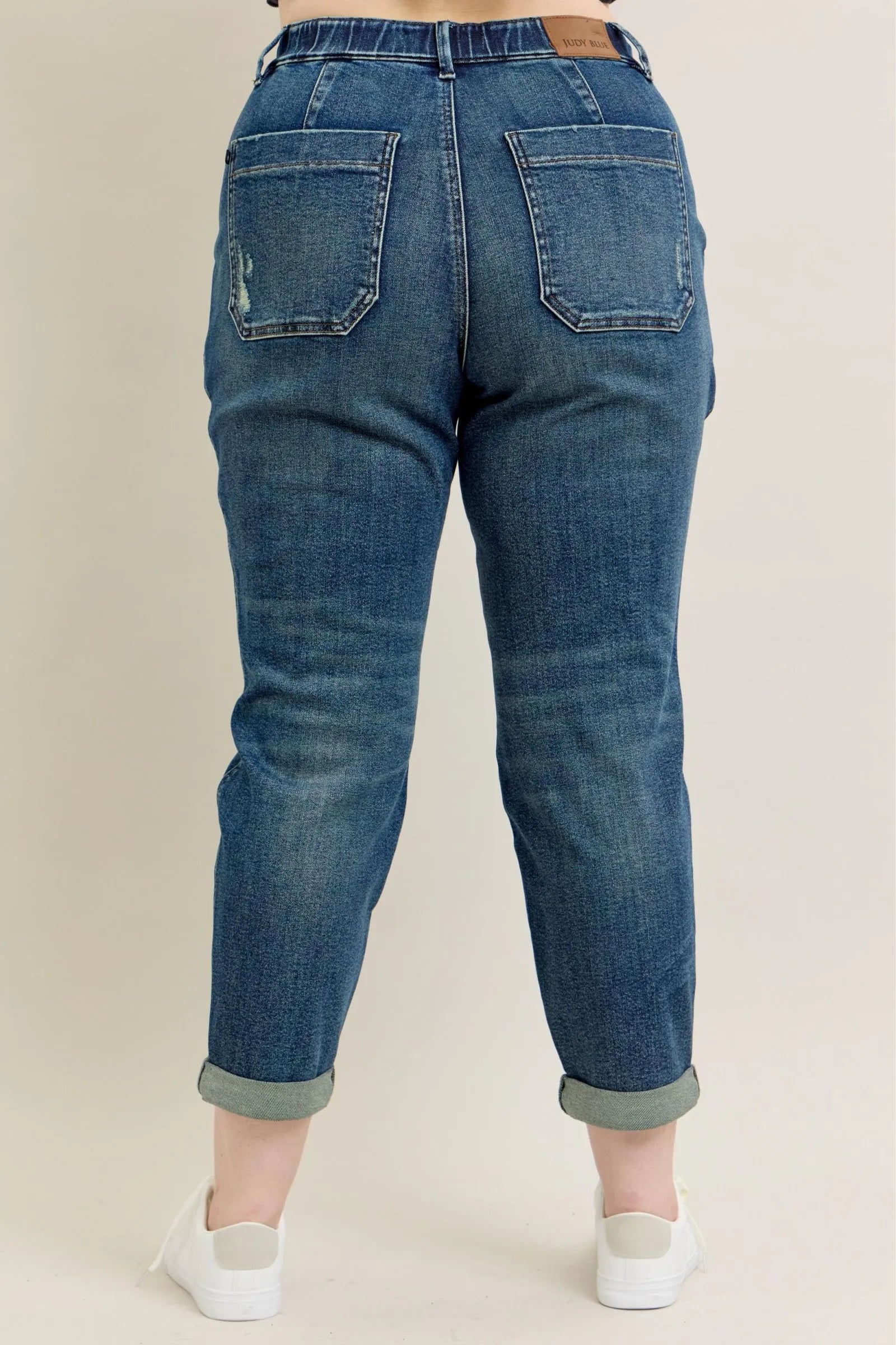 Judy Blue Full Size HW Vintage Wash Jeans w/ Drawstring Plus Size - JUST - JEN BOUTIQUE