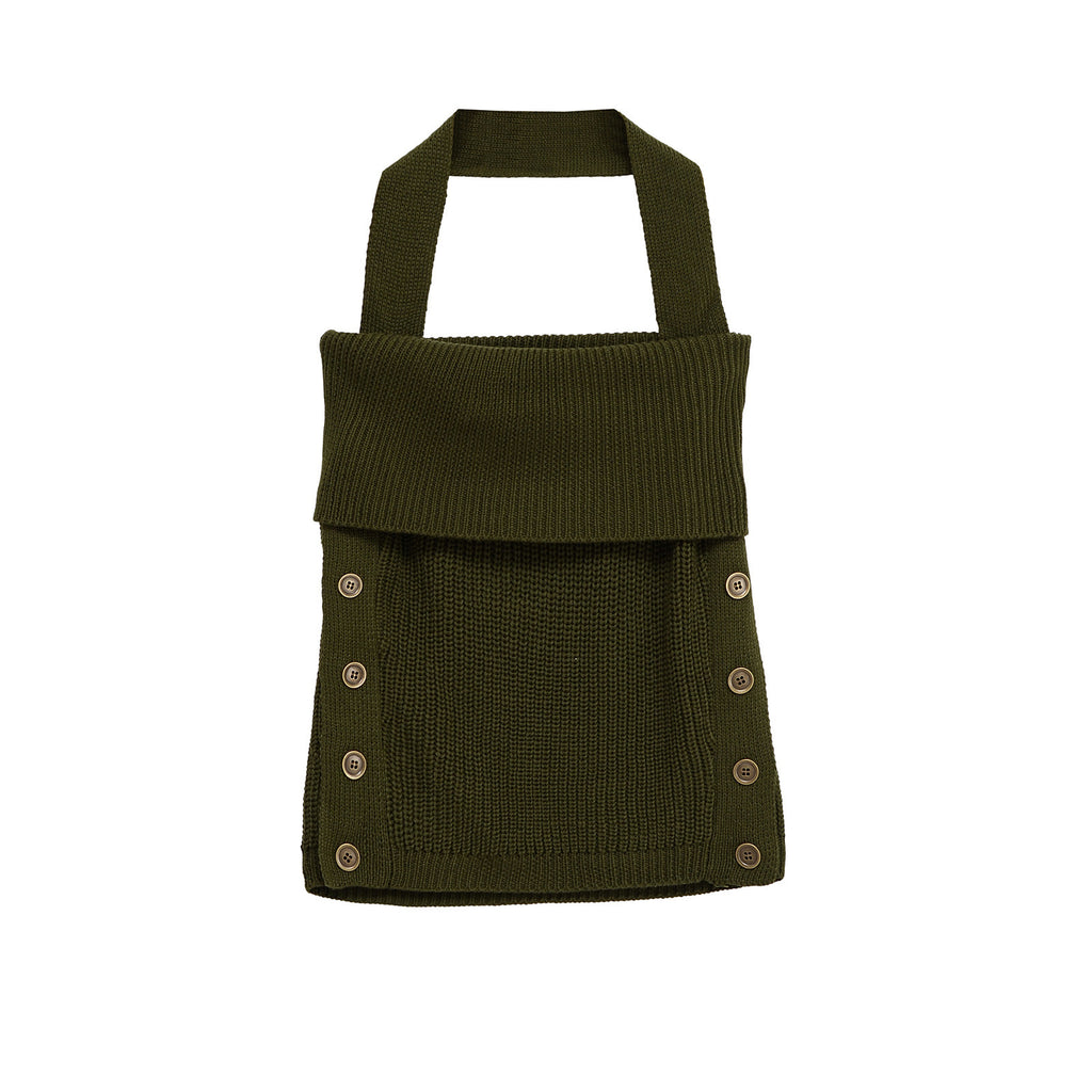 Off shoulder button up knit neck strap small vest for women