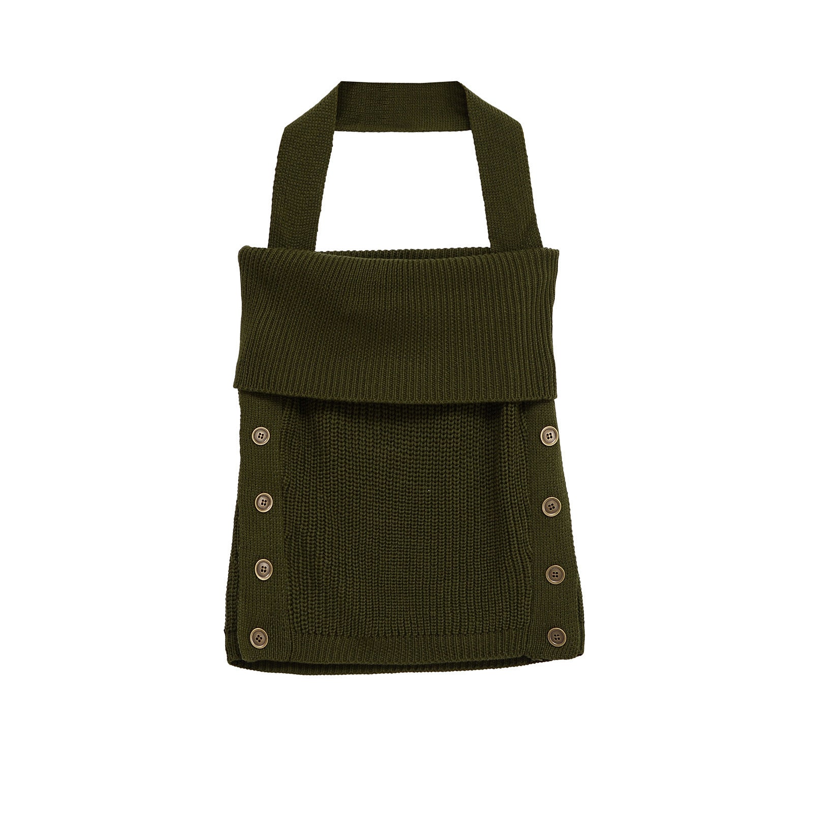 Off shoulder button up knit neck strap small vest for women